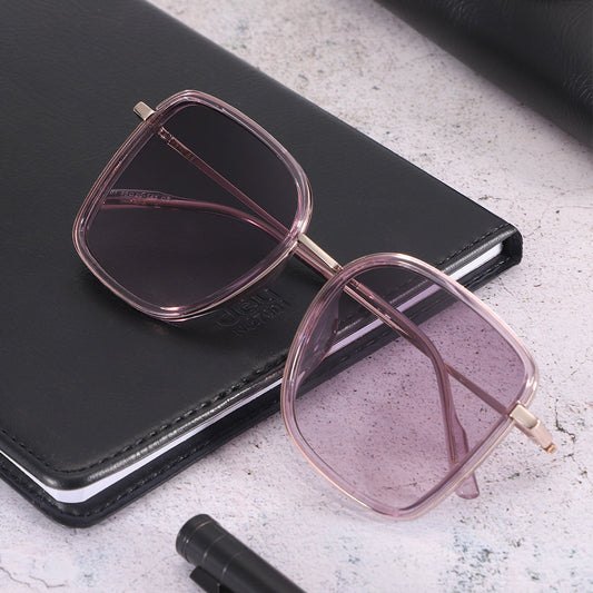 Dollger Wine Color Vintage Metal Geometric Tinted Sunglasses