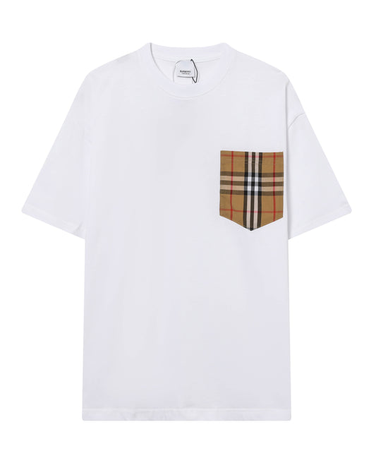 Check pocket cotton T-shirt