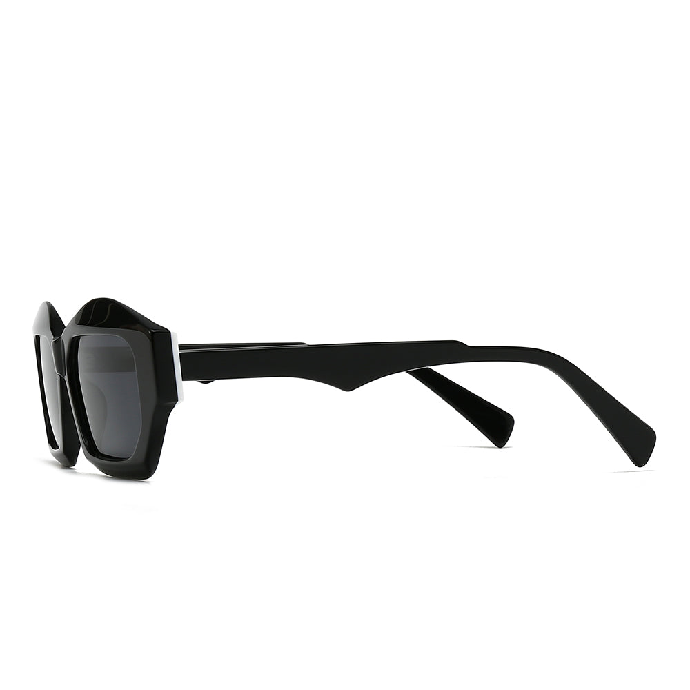 Vintage patchwork acetate polygonal cat-eye sunglasses