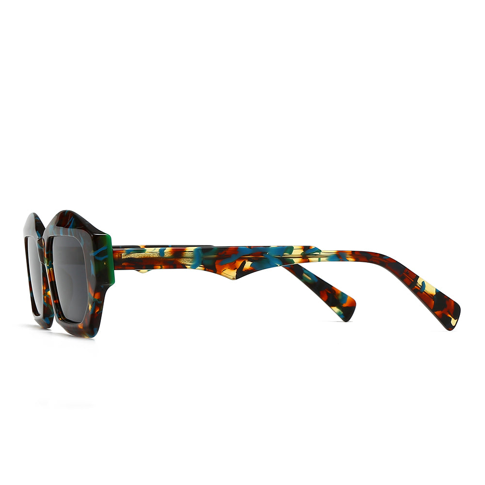 Vintage patchwork acetate polygonal cat-eye sunglasses