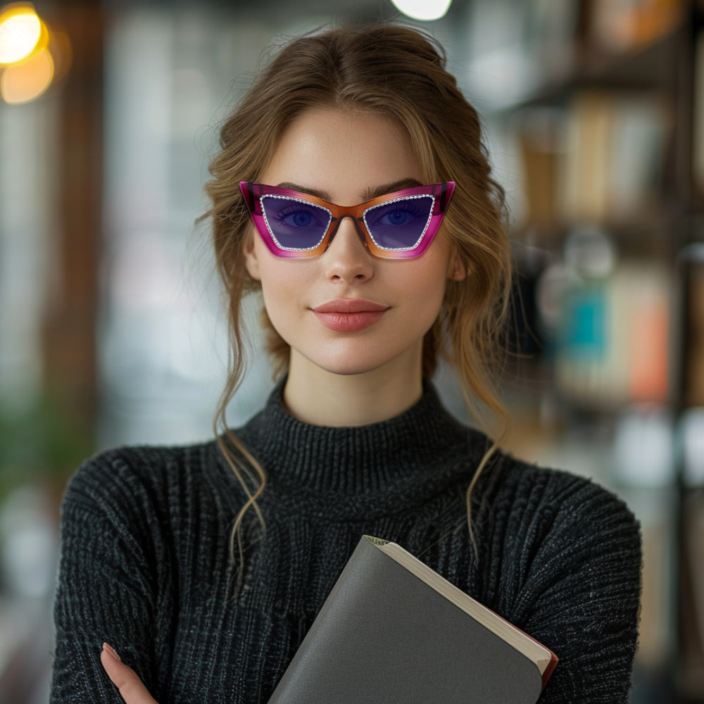 Dollger Retro-Vintage Lightweight Cat-Eye Tinted Sunglasses