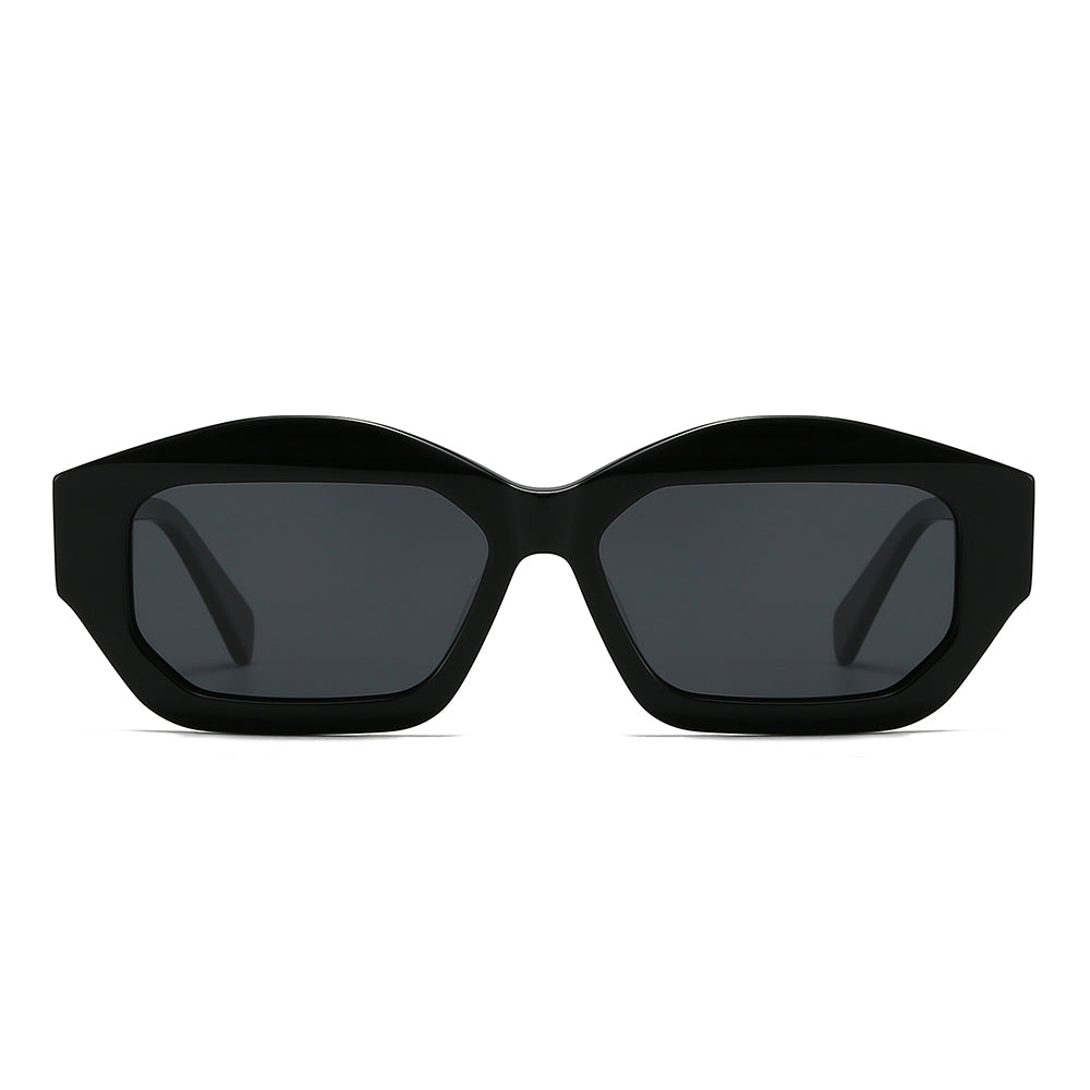 Vintage patchwork acetate polygonal cat-eye sunglasses