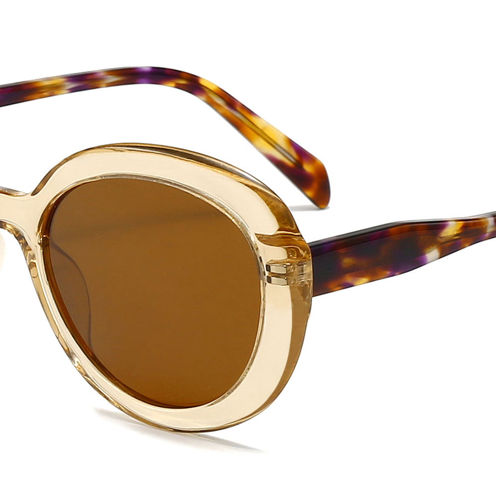 Round Retro Cat-Eye Tinted Sunglasses