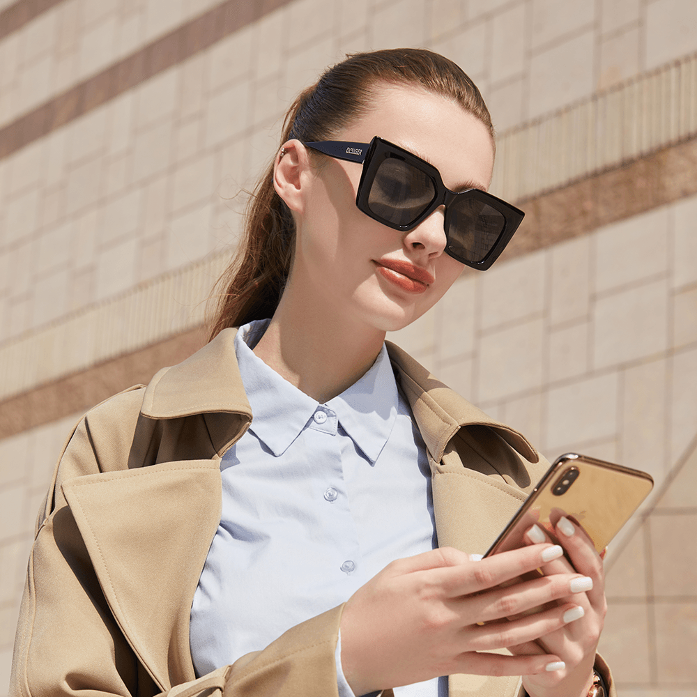 Dollger Elegant Classic Oversized Square Cat Eye Sunglasses