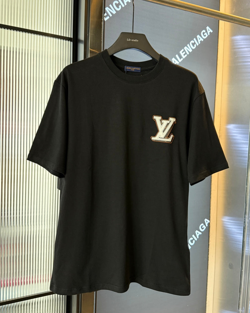 EMBROIDERED LEATHER COTTON T-SHIRT