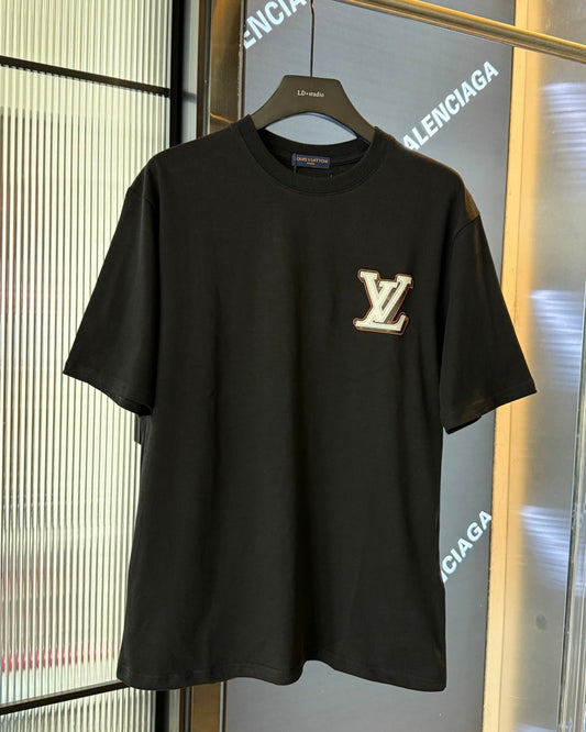 EMBROIDERED LEATHER COTTON T-SHIRT