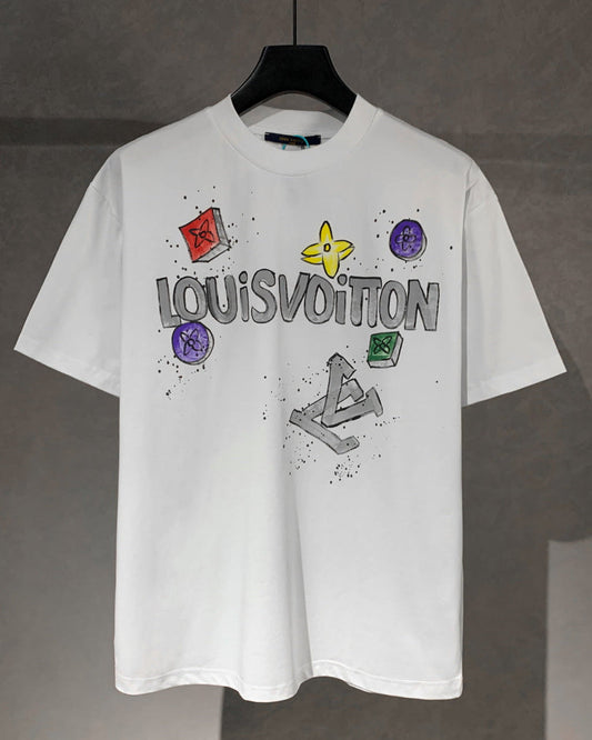 Hand-painted printed T-shirt