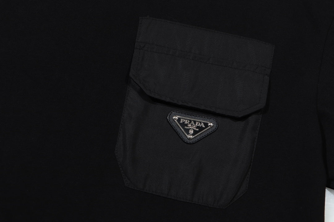 Nylon panelled cotton T-shirt