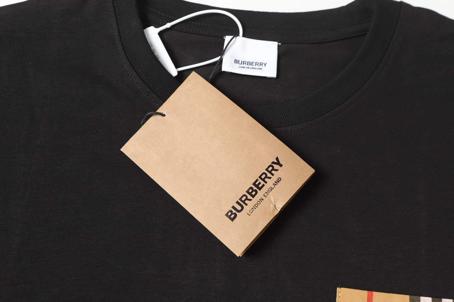 Check pocket cotton T-shirt