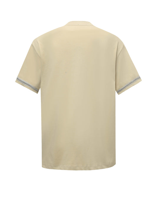 Cotton T-shirt with embroidered cuffs