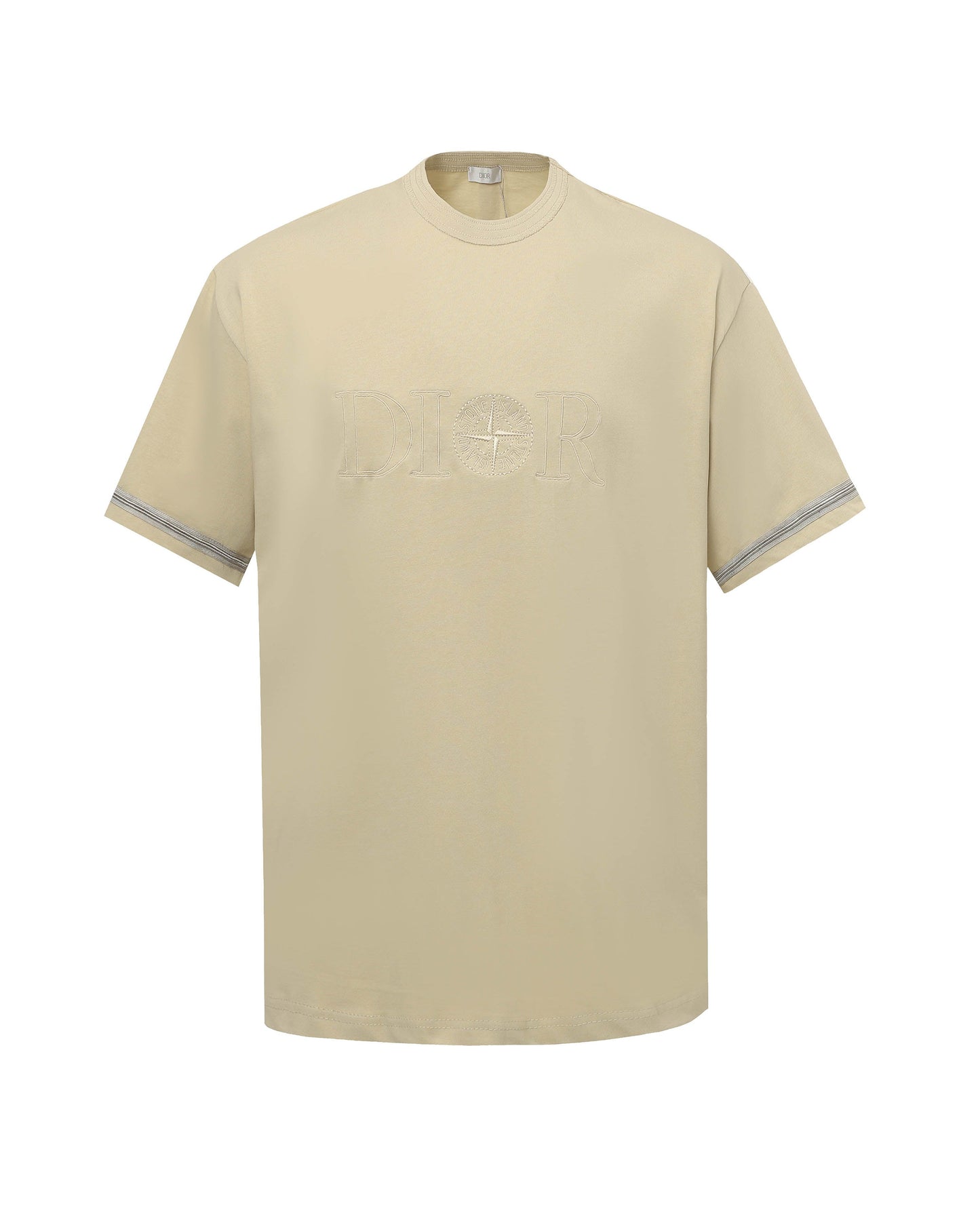 Cotton T-shirt with embroidered cuffs