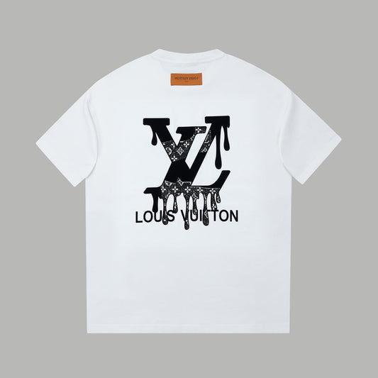 Embroidered printed cotton T-shirt