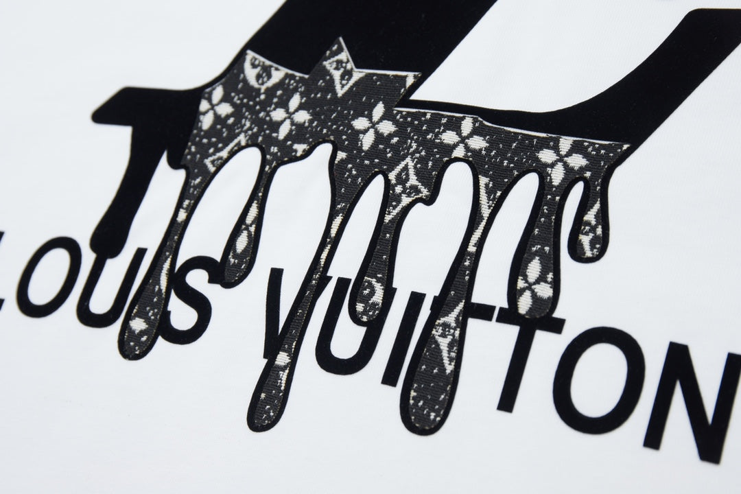 Embroidered printed cotton T-shirt