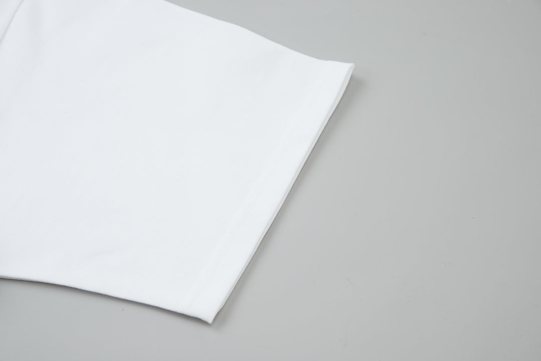 Embroidered diamond print cotton T-shirt