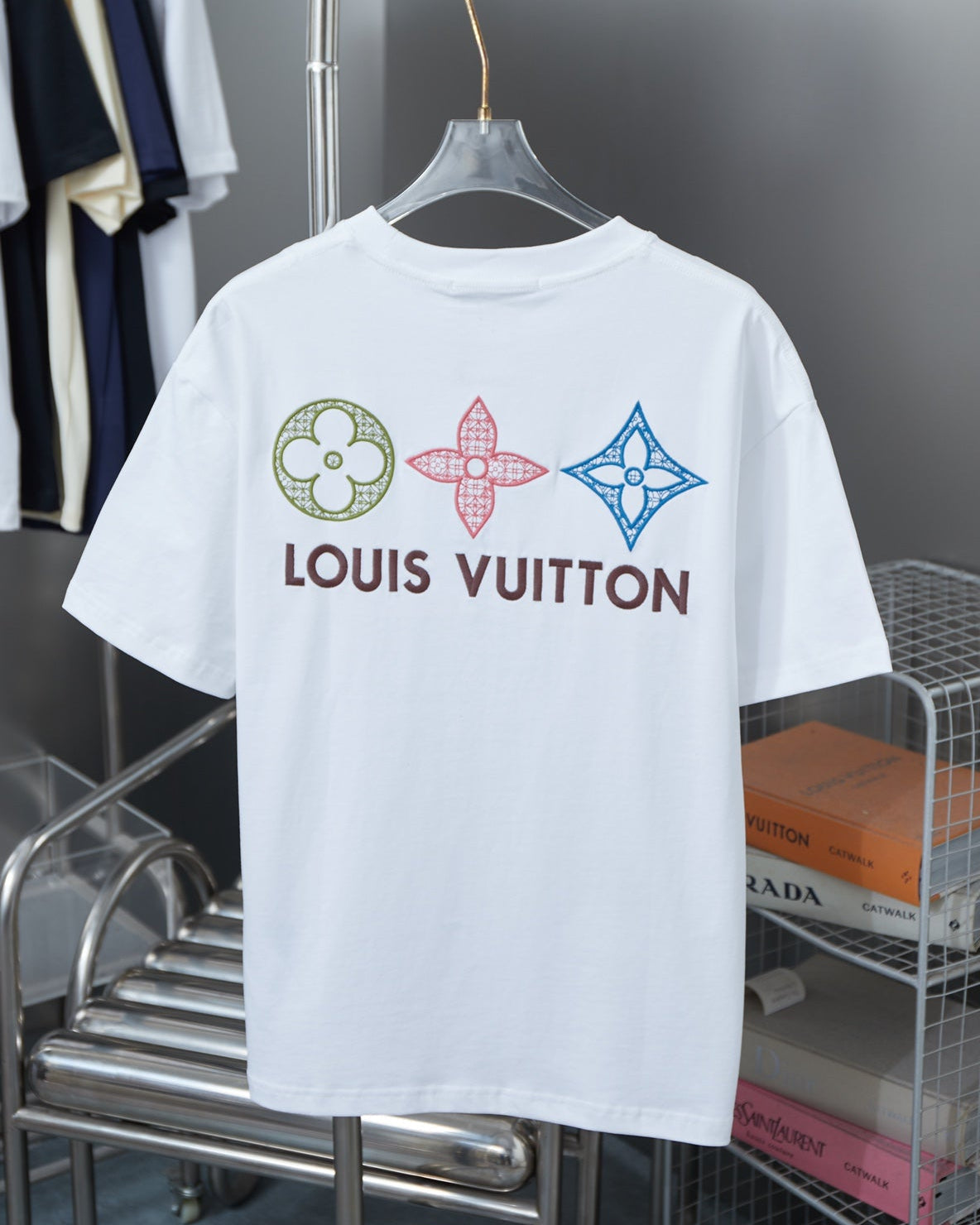 Double-sided embroidered cotton T-shirt