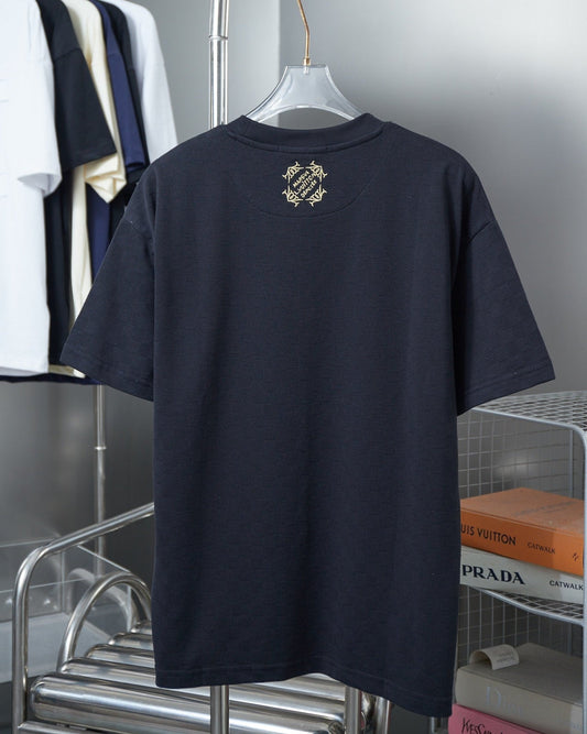 Fashionable Embroidered Gold Label Cotton T-shirt